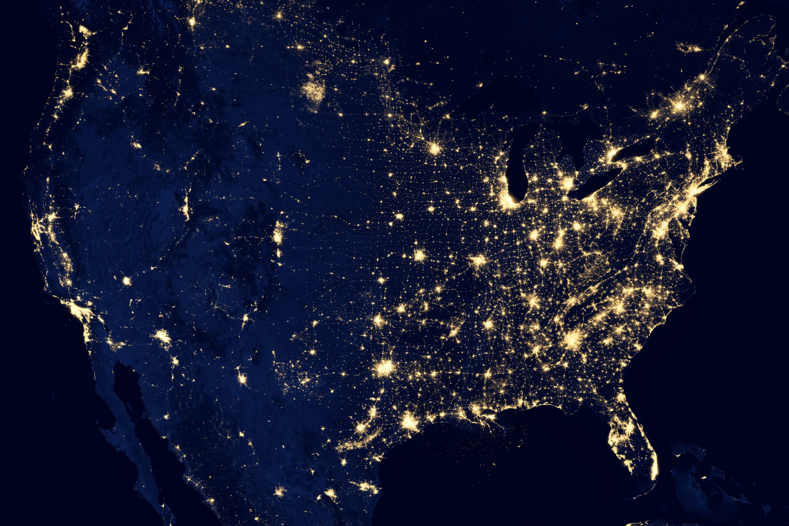 United States night satellite view