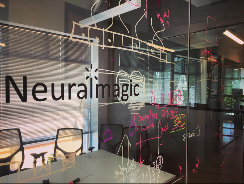 Glass idea board in Neuralmagic office