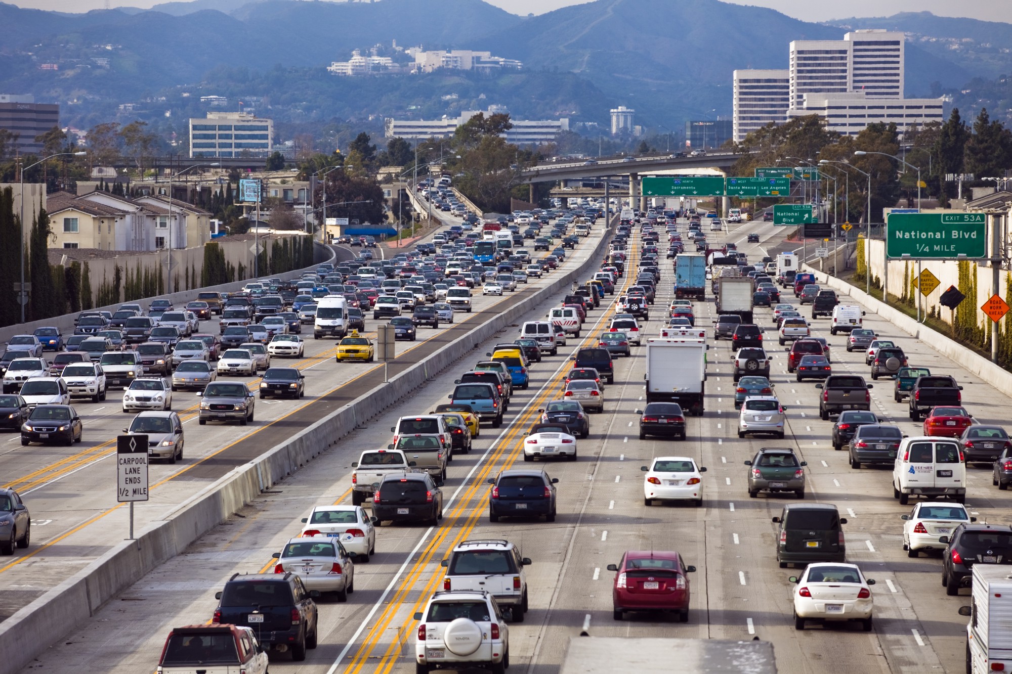 Traffic on all lanes on California highway